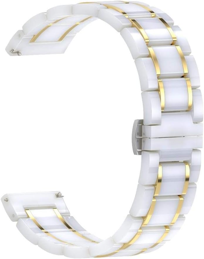 Watch Strap, 20mm 22mm 24mm Luxury Ceramic band for Women Men Watch Replacement Straps Smart Watch ceramic strap (Band Color : White gold, Band Width : 22mm)