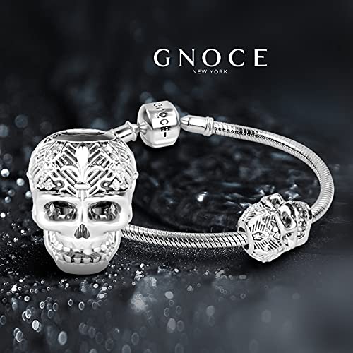 Image of GNOCE Skull Pendant Charm Silver Dangle Charms Bead fit Bracelet /Necklace Jewelry Gift for Women Men