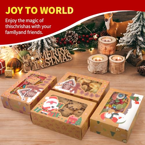 24 Pieces Christmas Cookie Boxes With PVC Window - Image 4