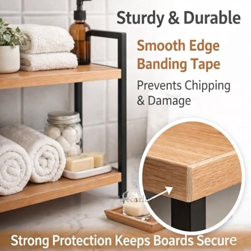 Image of Decorlay Kitchen Countertop Storage Organizer Laminated Board with Metallic Frame, Space-Saving Rack for Spice Bottles & Condiments | Beech & Black | Pack of 1
