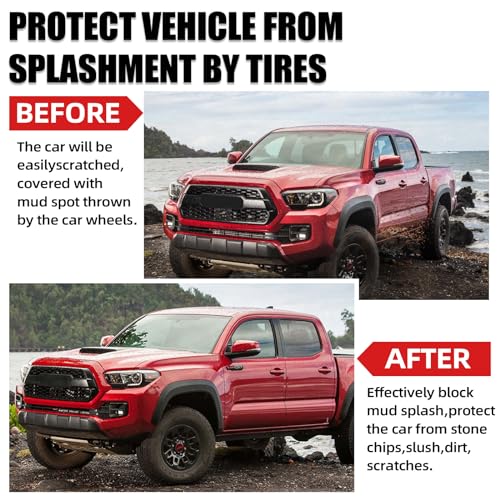 Image of Mud Flaps Compatible with Toyota Tacoma 2005-2015 Mud Guards Splash Guards Tire Protector Mudguard (with Fender Flares), Front and Rear (Driver & Passenger Sides)
