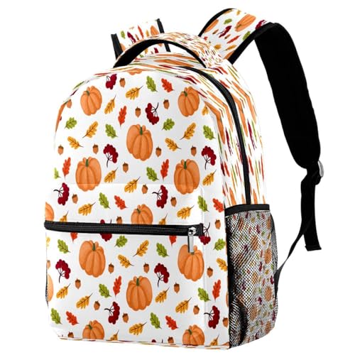 Sac à dos d'école d'automne motif citrouille et gland de 29.4x20x40cm