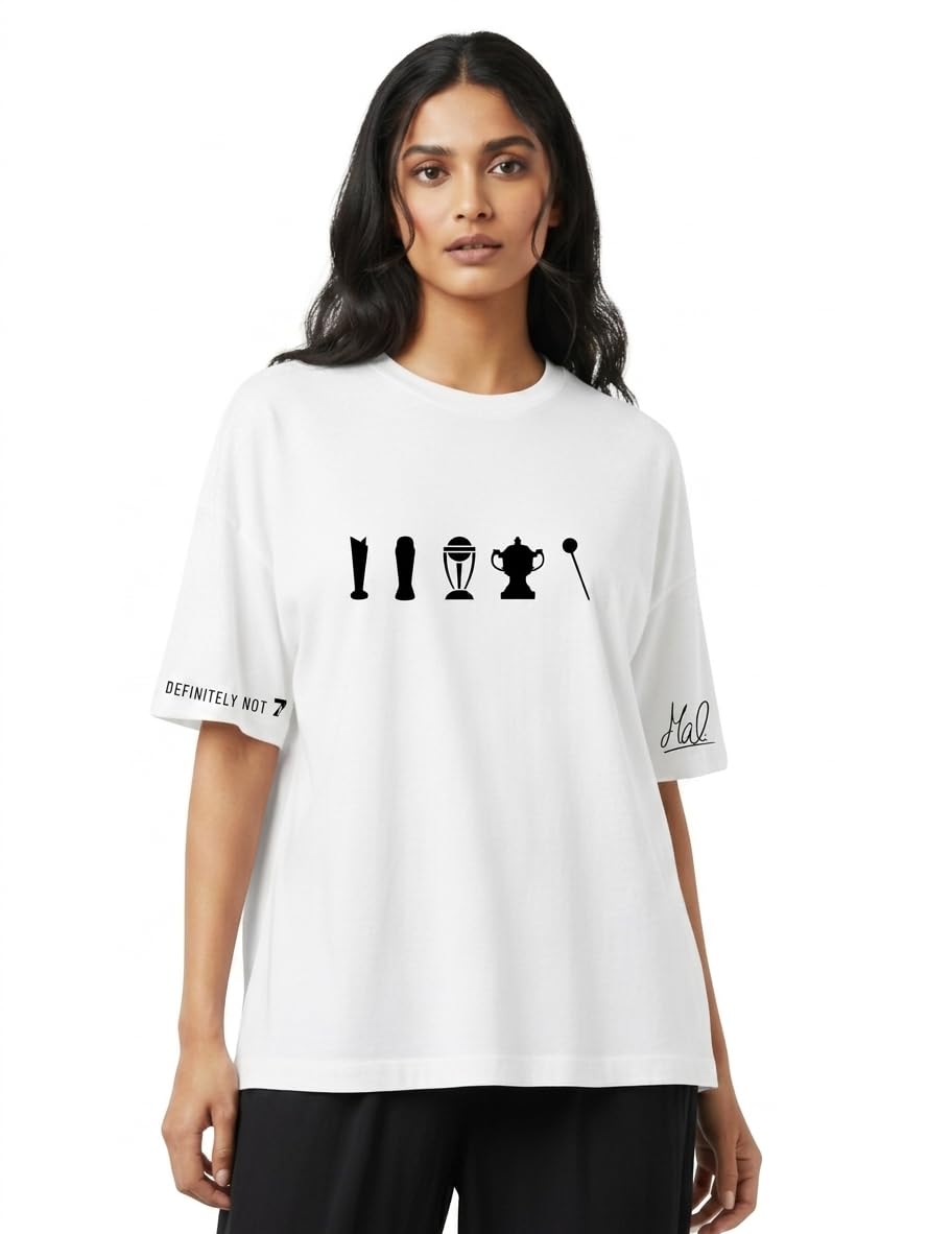 the surds Trophy Collector Oversized T-Shirt for Women | Cricket Fan Graphic Tee | Premium Cotton | White & Black | S–XXL-picture-14