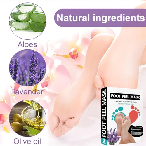 EIH1 3 Pares Mascarilla Pies Exfoliante, Máscara Pies Peeling, Mujeres y Hombres Quitar Piel Muerta y Callos, Lavanda - imagen 2