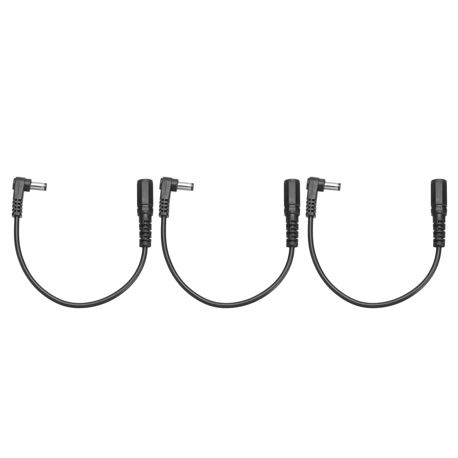 sourcing map 3pcs Replacement 5.5mm x 2.1mm Right Angle 90 Degree DC Power Male to Female Plug Jack Extension Cable Cord for DC Surveillance Camera LED, 0.2m