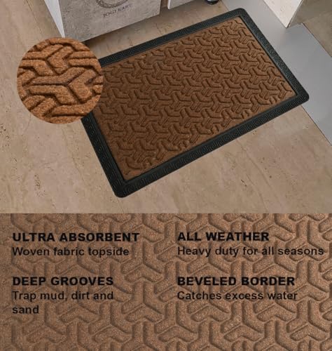 Image of JOGI KART Indoor /Outdoor Heavy Duty Doormat Natural Rubber Sturdy for All Season Water Absorbent /dust Resistant Entrance Doormat for Elegant Look