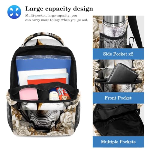 Sac à backpack motif rhinocéros dessiné à la main pour étudiant