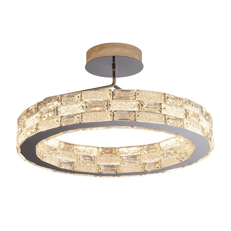 Plafonnier intelligent tricolore LED cristal encastré salon 19cm