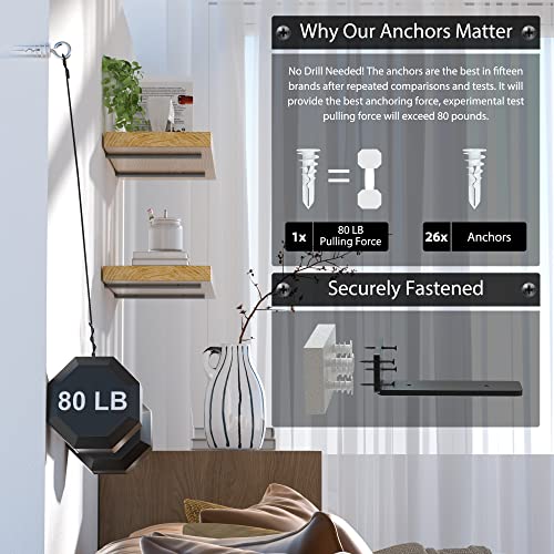 6 Pack Floating Shelf Bracket 10 Inch, Heavy Duty Hidden L Brackets, DIY Rustic Industrial Shelf Brackets with Modern Iron Finish(Black) by Wildnut - Image 9
