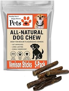 Pets Plus Premium Dog Treats – Venison Jerky, 5 Pack | All-Natural, High-Protein Dog Chews, Grain-Free Healthy Treats for Training, Rewards & Dental Support