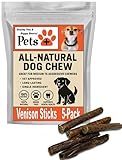Merchandise Unlimited, Inc. Pets Plus Premium Dog Treats – Venison Jerky, 5 Pack | All-Natural, High-Protein Dog Chews, Grain-Free Healthy Treats for Training, Rewards & Dental Support
