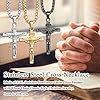 JeweBella Cross Necklace for Men Women Stainless Steel Jesus Crucifix Cross Pendant Venetian Chain 61 CM Silver/Gold/Black Religious Jewellery Gift #4