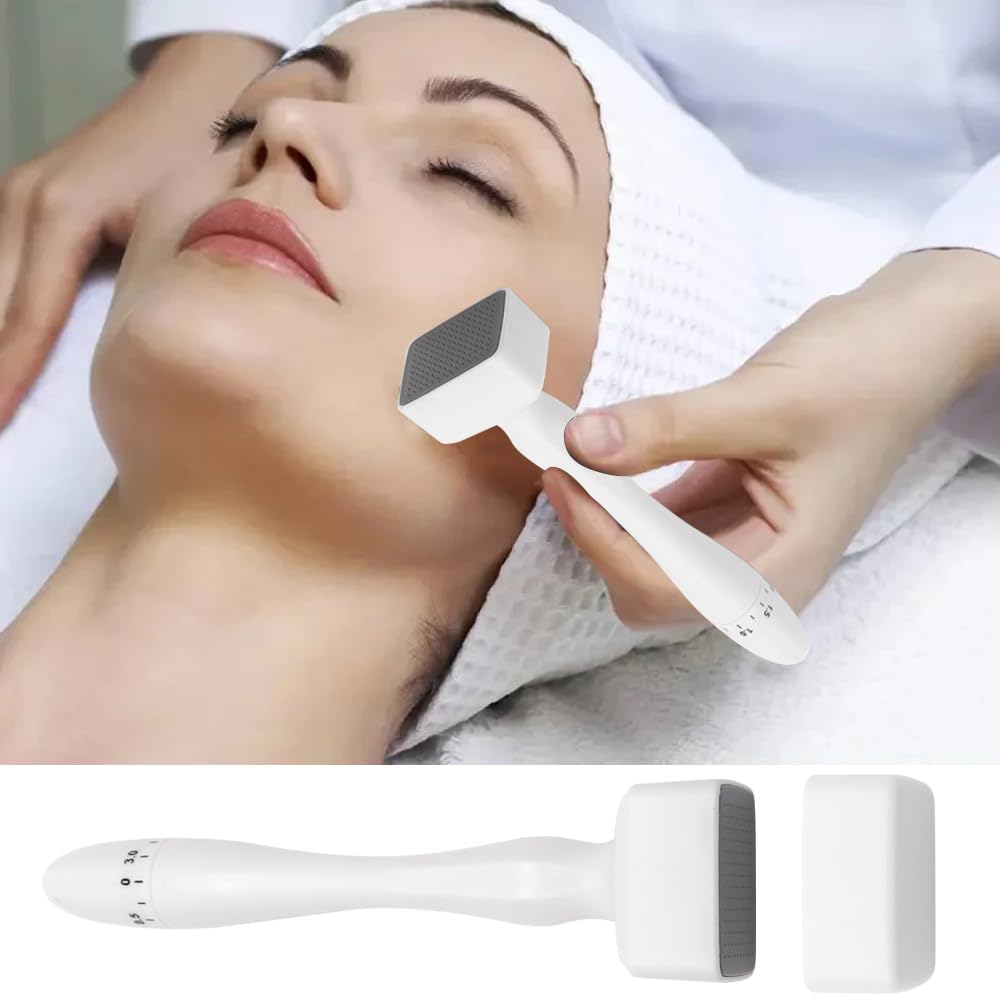 Derma Stamp, Aoyswuz Microneedle Derma Rullo Regolabile 140 Titanio Aghi Timbro Microneedling per Crescita dei Capelli Cura Della Pelle dei Viso