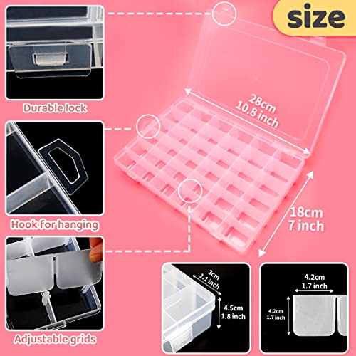 Image of IOOLEEM 2 Pack 36 Grids Plastic Bead Organizer Box, Adjustable Dividers, Sewing Storage, Organizer Container Storage Box, Dividers for Bead Arts and Crafts.