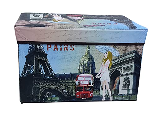 Image of Portable & Foldable Storage Stool for Living Room 49x31x31cm (363-3) Polyurethane, Weight Capacity-100 KG