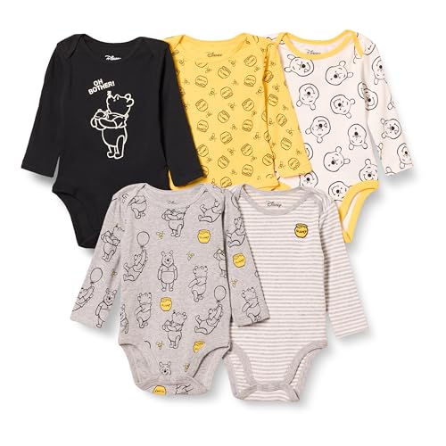 Image of Amazon Essentials Disney | Marvel | Star Wars Unisex Babies' Long-Sleeve Bodysuits, Pack of 5