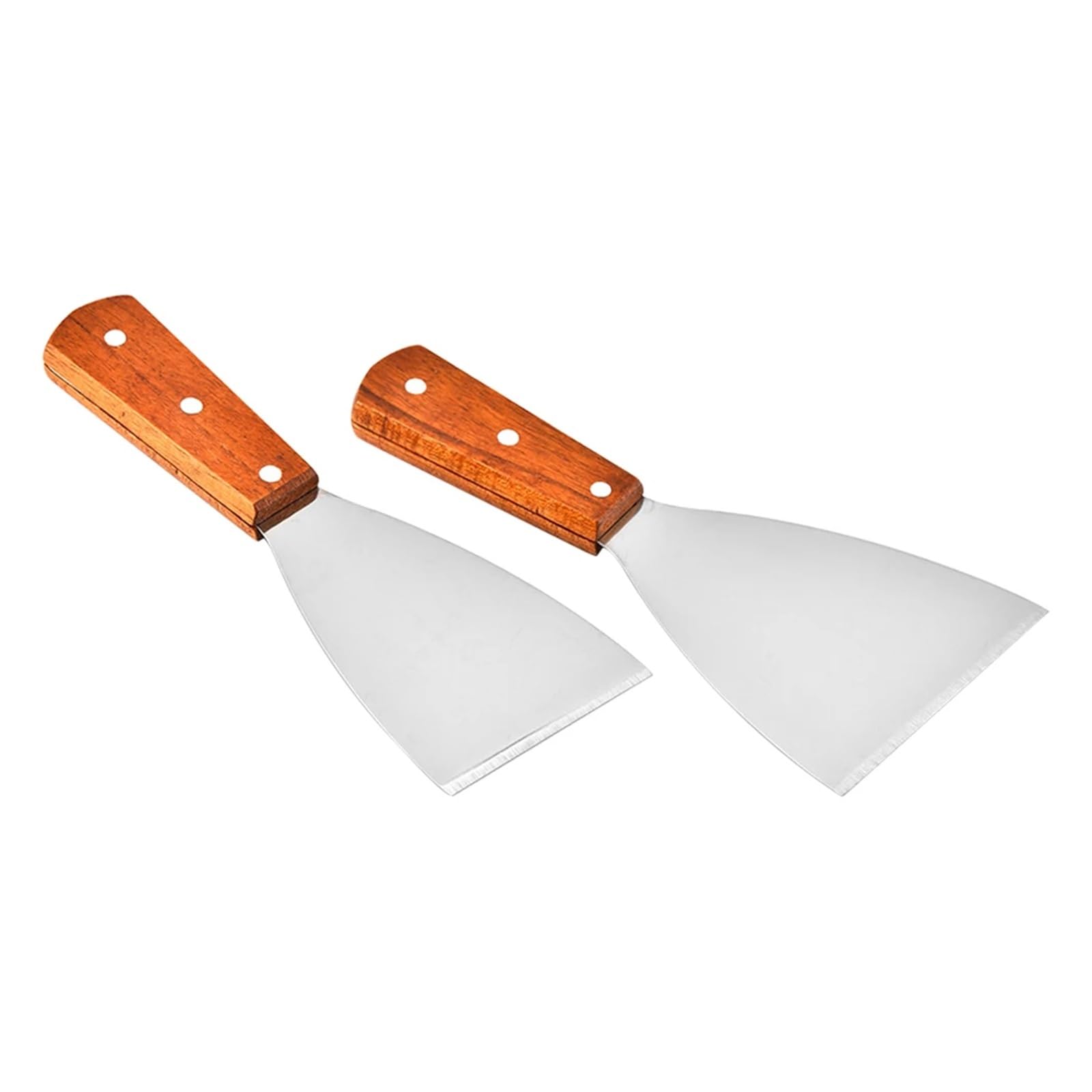 2 Stück Edelstahl Holz H Kochspatel Spatel rutschfeste ergonomische Küchenhelfer for Steak Pizza Kochutensilien