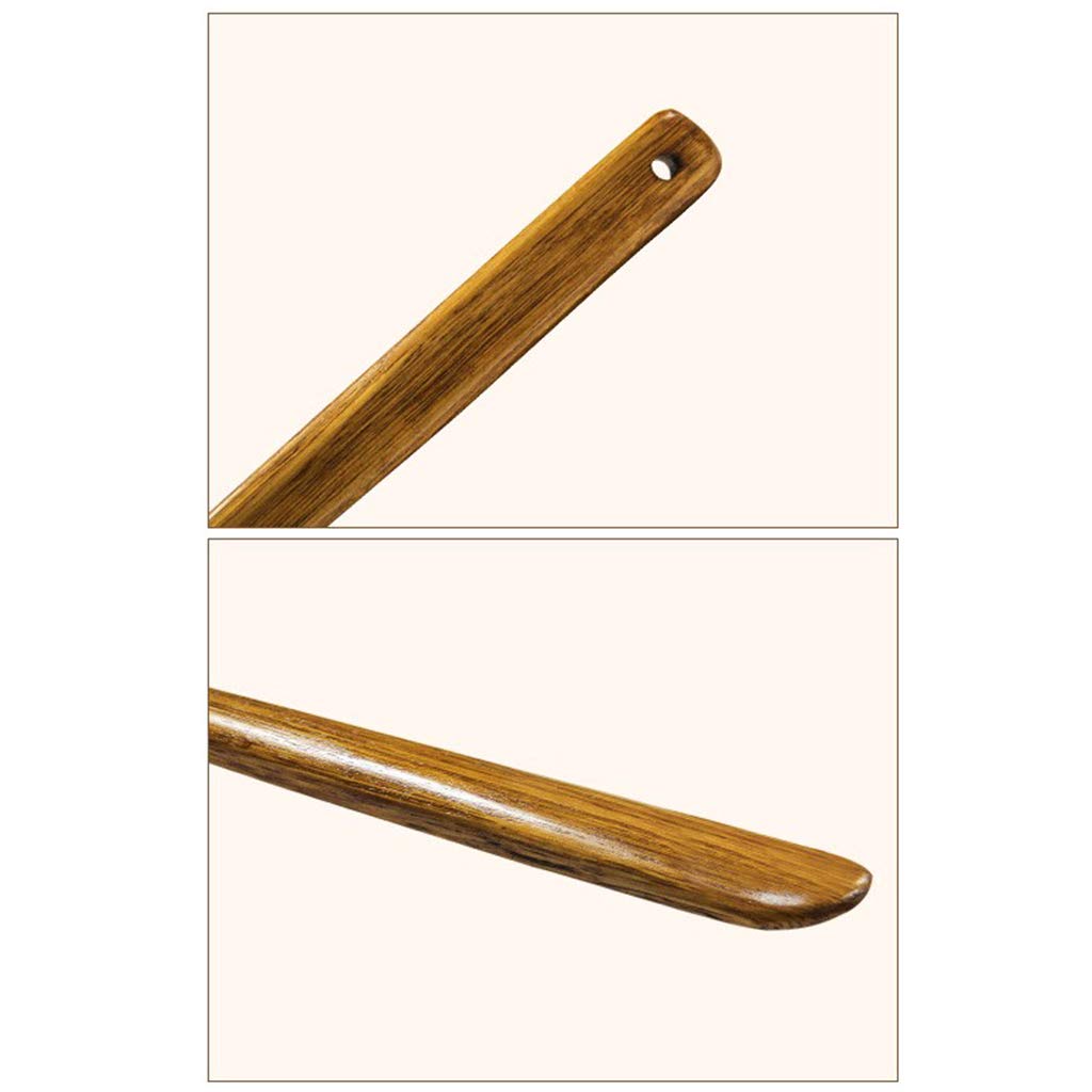 Herienta - Calzascarpe in legno con manico, 58 cm, facile da indossare, in legno massello marrone per una comoda e comoda calzatura