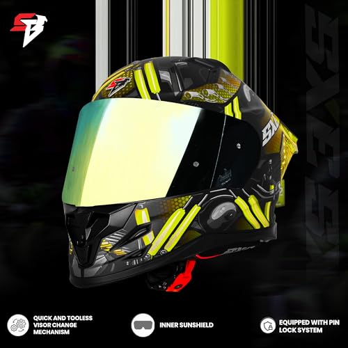 Image of Steelbird SBH 61 SXE X2 ISI and Dot Certified Full Face Helmet for Men and with Inner Silver Sunshield