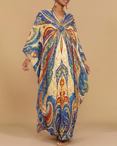 Image of Bsubseach Moo Moos for Women Batwing Sleeve Kaftan Dresses with Pockets