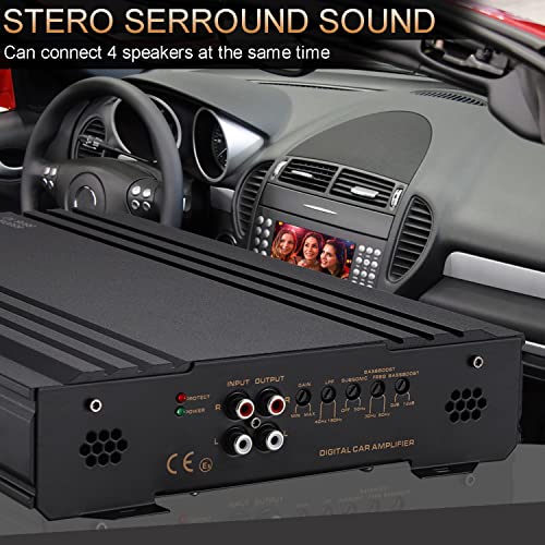 Facmogu 3000W Max Power Class D Mono Channel Subwoofer Amplifier, 1500W/900W/600W Rms 1 Channel Car Audio Monoblock Amp, High Power Car Monoblock Amplifier, Rca Input, Bass Eq, Lpf, Subsonic Filter #TOP3