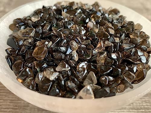 Image of GAF TREASURES 2 oz Lot Natural Semi Tumbled Gemstone Chips, Crushed Mini Crystals, Undrilled Crystal Chips (Smoky Quartz)