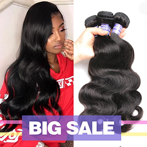 Semmely 8A Brazilian Hair 3 Bundles Body Wave 16 18 20inch Unprocessed Virgin Human Hair Bundles Weave Natural Black Color