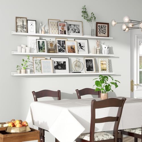 Image of Genuine Decor 72 Inch White Extra Long Wall Shelf, Large Display Shelf
