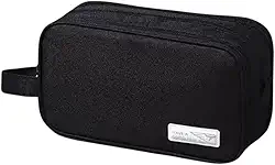 Necessaire Organizadora Unissex Impermeável Bolsa de Viagem Multiuso com 3 Divisórias para Higiene Pessoal, Cosméticos e Acessórios Compacta e Versátil Uso Diário Executiva (Preto)
