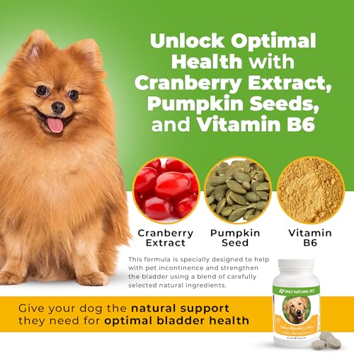 ONLY NATURAL PET Canine Bladder Control - Senior Dog Care Supplement - UTI, Urinary Tract Health, Incontinence Support w/Cranberry Extract | Pills, Vitamins, 90 Chewable Tablets (Natural Turkey)