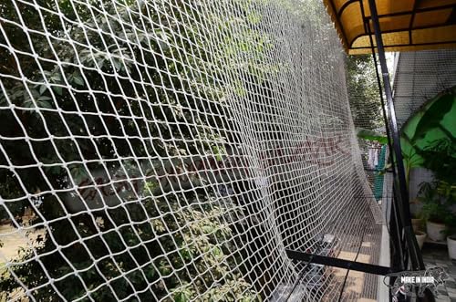 Image of EasyShoppingBazaar Bird Net /Pigeon Net /Anti Bird Net UV Stabilized HDPE (with Clips & Tying Ropes) - 17mm Mesh Size - White - 10 x 30 FT