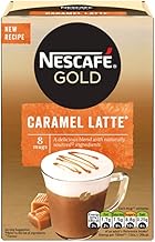 Original Nescafe Gold Caramel Latte Coffee Sachets Imported From The UK England Instant Coffee Finely Beans With Milk Sugar British Frothy Coffee Nescafe Café Menu Latte Caramel, 136 g