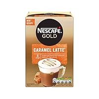 Vista 1 de Original Nescafe Gold Caramel Latte - Bolsas de café con leche importadas del Reino Unido, Inglaterra, café instantáneo en granos finamente