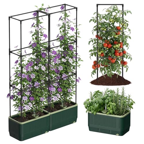 2 Pack Tomato Planter with Trellis 52", Self Watering Planter