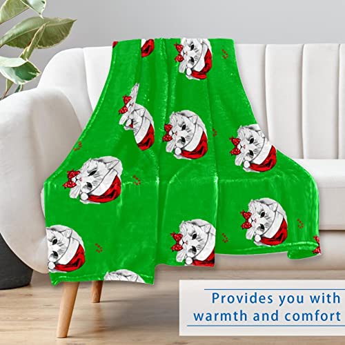 Couverture chat de Noël plaid chaud microfibre 150x100cm jeté de lit canapé camping - 7