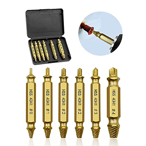 YIXISI 6 PCS Profession Damaged and Stripped Screw Extractor, Broken Head Nuts and Bolts Extractor