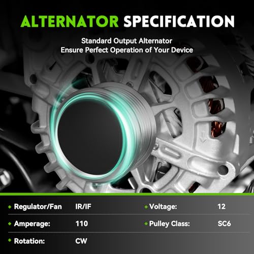 Image of 110A New Alternator Compatible With 2007-2012 Nissan Altima L4 2.5L, 2007-2012 Sentra, 2011-2013 Rogue, 2014 2015 Rogue Select, 400-40102, 23100-JA02A, AVA0074, TG12C032, 11258N