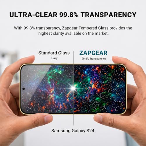 Image of Tempered Glass for Samsung Galaxy S24 and Galaxy S24 Snapdragon Edition (6.2Inch) Bubble Free Installation | Case Friendly HD Clear Guard