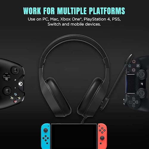 Miniatura 5 de JAKO Auriculares para juegos con micrófono con cancelación de ruido, auriculares para juegos para Xbox Series X, Xbox Series S, Xbox One, PS5, PS4,