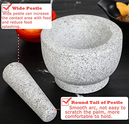 Tianman Mortar And Pestle Set Unpolished Granite 5.1Inch(13Cm)-1.8 Cup Capacity For Herbs Pesto Pastes Seasonings Grinder,Guacamole Molcajete Bowl,Spice Grinder With Spoon, Brush, Non-Slip Mats #TOP6