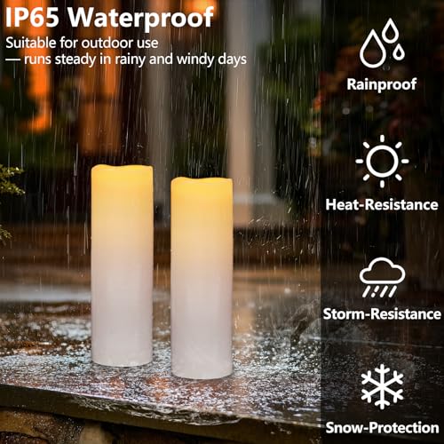 Image of Kimjo 14 inch x 4 inch Large Outdoor Waterproof Candles with Timer Remote, 2 Pack