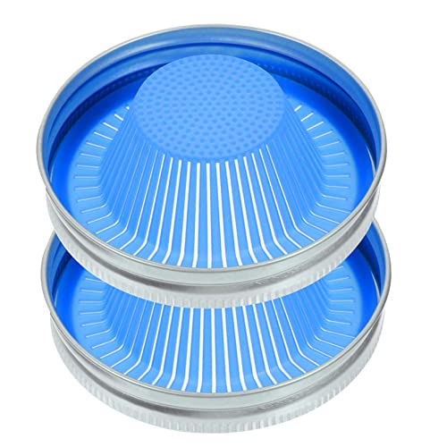 Alipis 2 Piezas Tapas de Tarro de albañil Tapas de brotes Kit de Cultivo de microvegetales Cubrir Can Placas Quilates colador Tapa de brotes Malla de brotación Kit de brotes páginas Azul