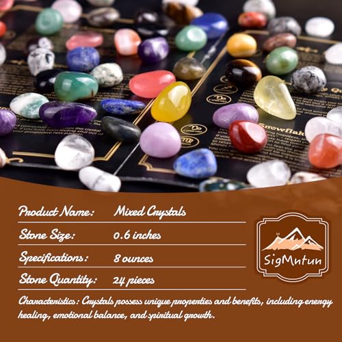 Image of Polished Colorful Crystal Stone Set - 18 Types, 0.6 inch Large Tumbled Gemstones, Bulk Decorative Pretty Rocks Collection for Meditation, Reiki, Healing, Mancala Stones and Crafts
