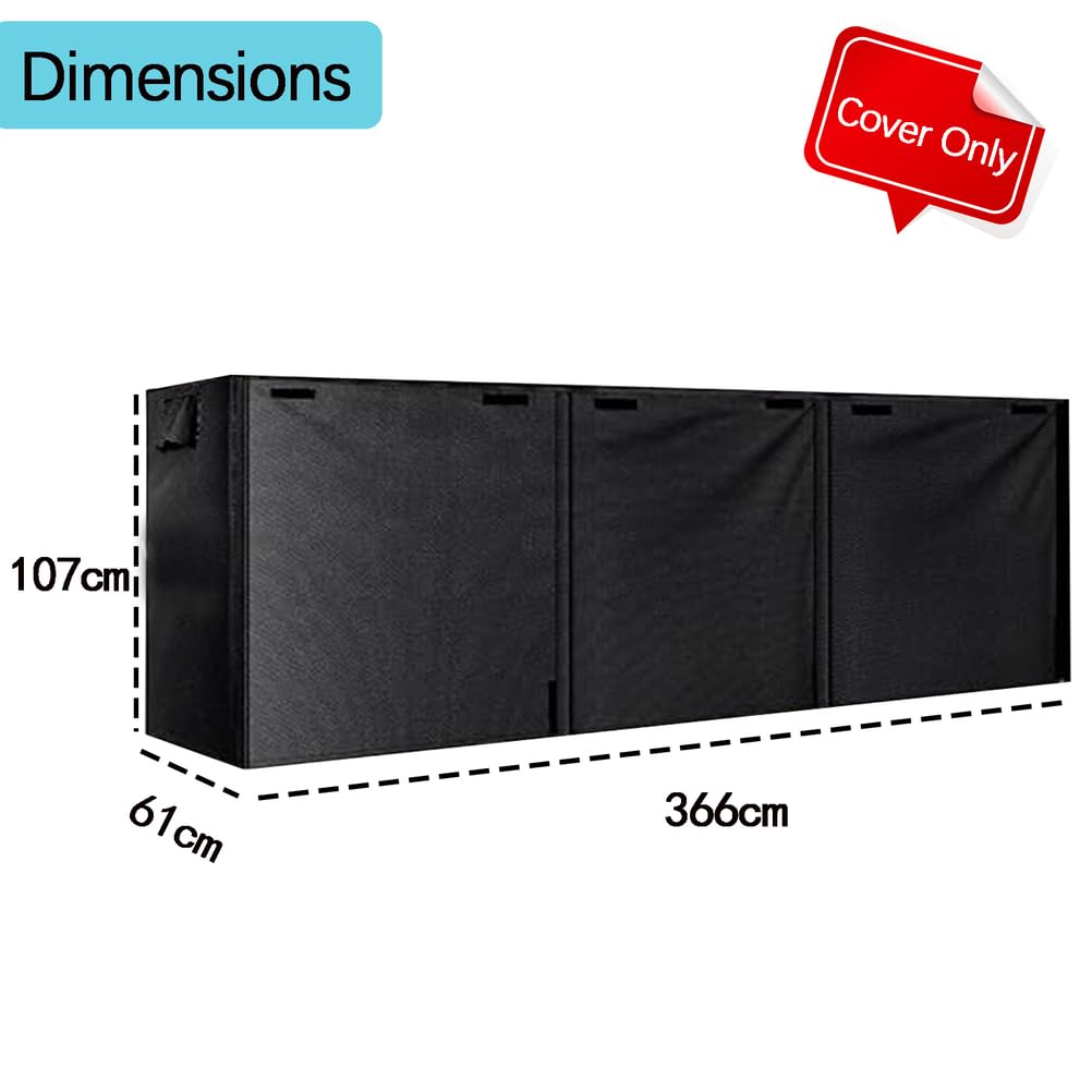 Funda impermeable para estante de leña, funda resistente para estante de madera de almacenamiento exterior Oxford 600D, estante de leña no incluido,Negro,366cm