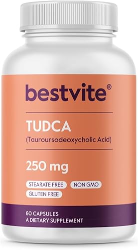 BESTVITE TUDCA 250mg (60 Capsules) (Tauroursodeoxycholic Acid) - No Stearates - Gluten Free - Non GMO