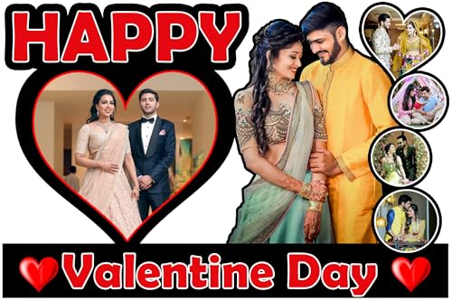 Image of Customized Valentine Day Photo Frame for Gifts | Personalized Multi Photo Couple Collage Frame with Custom Photo Printing | Romantic Anniversary, Wedding, Engagement & Birthday Gift