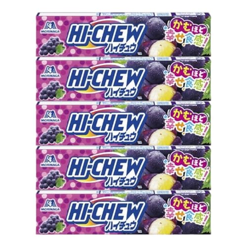 【Amazon.co.jp限定 まとめ買い】ハイチュウ<グレープ><ストロベリー><2種セット> (グレープ 5個セット)