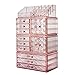 ZHIAI Stackable cosmetic organiser with acrylic drawers for dressing table, toilet, dressing room, bathroom and bedroom organisation and storage (4-pack) Pink
