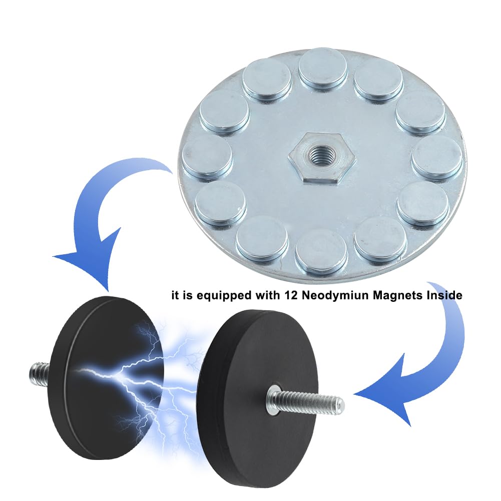 Wukong 4 Magneti Gommati Al Neodimio N45 Ø22mm Con Filettatura M4 - Antiscivolo E Impermeabili Per Fissaggio Veicoli, Lampade, Attrezzi