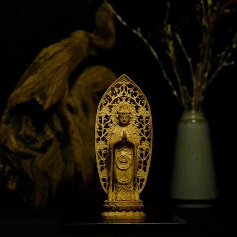 Amazon｜海宇工芸(kaiu art) 木彫り仏像 【小仏】┃合掌観音菩薩